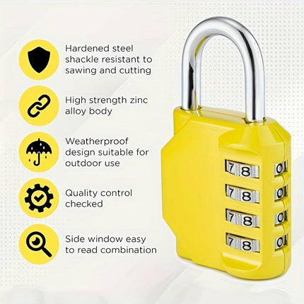 3-Piece Combination Lock 4-Digit Locker Outdoor Waterproof Padlock Suitable for Lockers