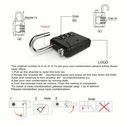 2pcs TSA-Approved Luggage Padlocks, Combination Travel Locks, Lightweight ABS Body