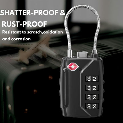 Cable Locks with Re-Settable Combination And Alloy Body - Suitable for Luggage, School Lockers