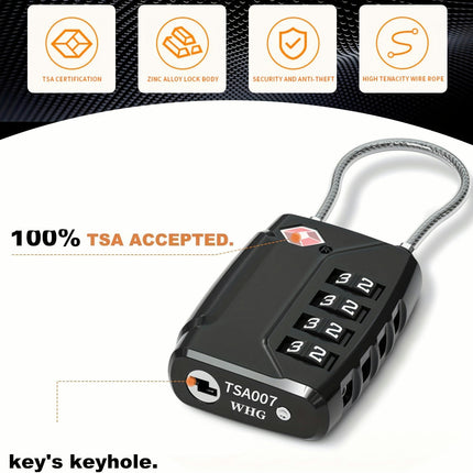 Cable Locks with Re-Settable Combination And Alloy Body - Suitable for Luggage, School Lockers