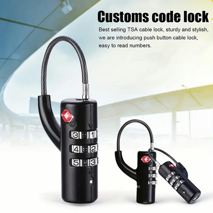 1pc TSA Lock Overseas Trolley Luggage Suitcase Lock Car Padlock With Steel Cable Password Lock