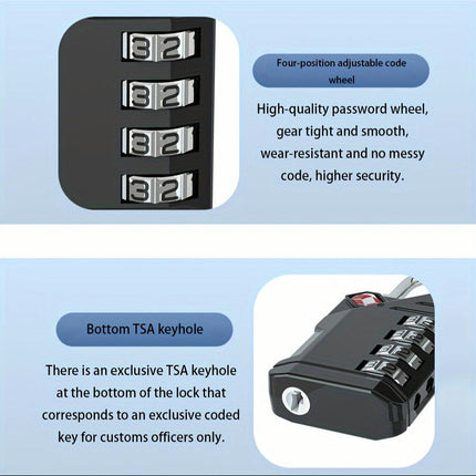 TSA Accepted Heavy Duty Big Combination Luggage Padlock(2Pack, Silver+Black)