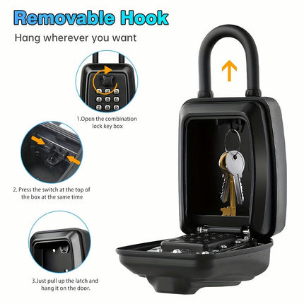 Key Lock Box, Portable Combination Lockbox Wall-Mounted Key Storage Box for House Keys