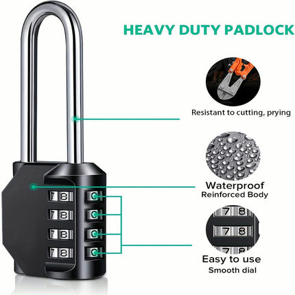 Combination Lock, 4 Digit Combination Padlock, For Athletic Lockers, Fences, Toolboxes, Boxes