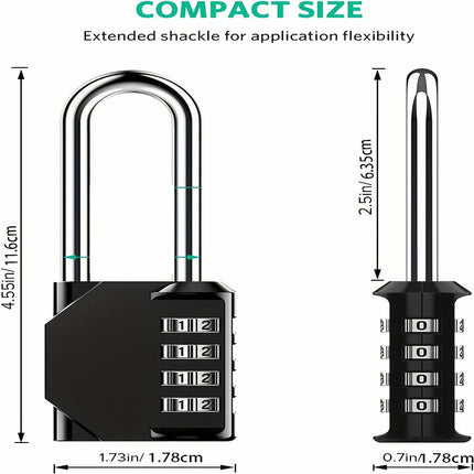 Combination Lock, 4 Digit Combination Padlock, For Athletic Lockers, Fences, Toolboxes, Boxes