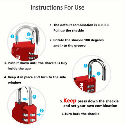 Combination Padlock for Lockers, Heavy Duty Code Padlocks,Long Shackle Resettable Pad Lock