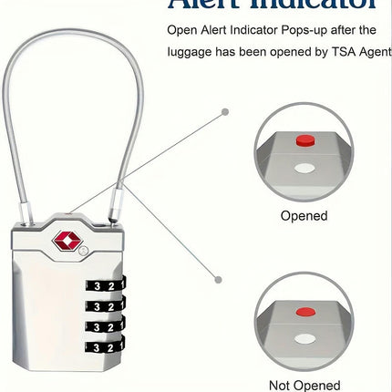 2 packs, TSA Luggage Lock 4-position Combination Lock Cable Lock for Suitcase, Storage Cabinet