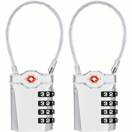 2 packs, TSA Luggage Lock 4-position Combination Lock Cable Lock for Suitcase, Storage Cabinet