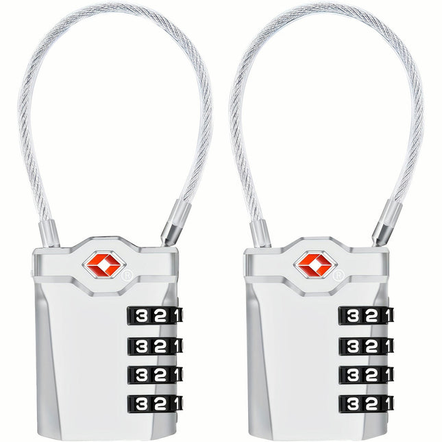 2 packs, TSA Luggage Lock 4-position Combination Lock Cable Lock for Suitcase, Storage Cabinet