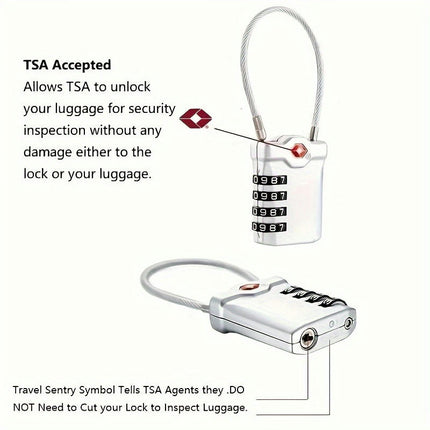 2 packs, TSA Luggage Lock 4-position Combination Lock Cable Lock for Suitcase, Storage Cabinet