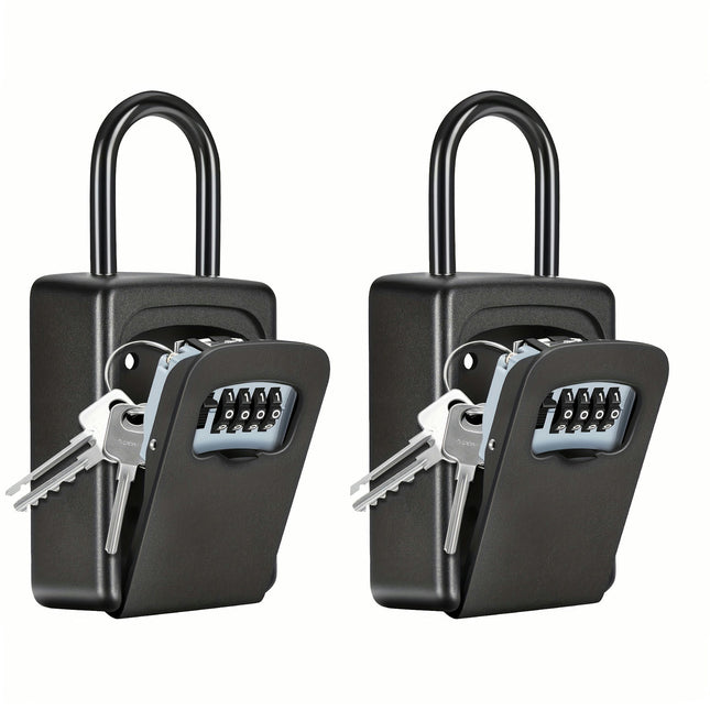 Key Lock Box, [2 Pack] Wall Mounted Key Safe Box  With Removable Shackle For Indoor Outdoor