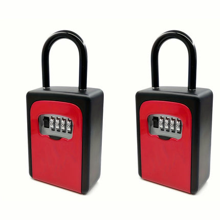 Key Lock Box, [2 Pack] Wall Mounted Key Safe Box  With Removable Shackle For Indoor Outdoor