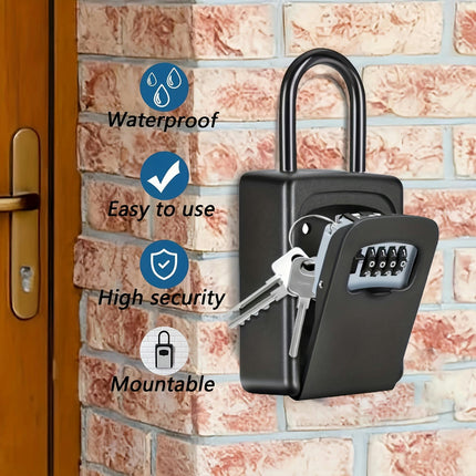 Key Lock Box, [2 Pack] Wall Mounted Key Safe Box  With Removable Shackle For Indoor Outdoor