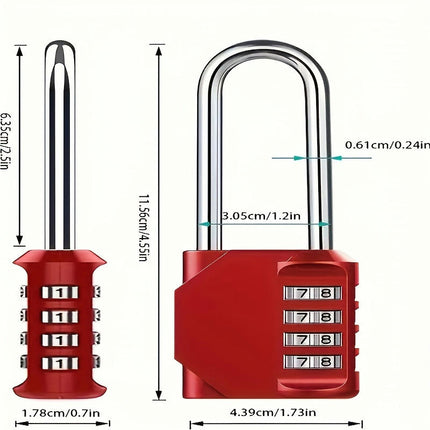 Waterproof 4-Digit Combination Lock with Steel Cable Lock for Gym Lockers, Doors