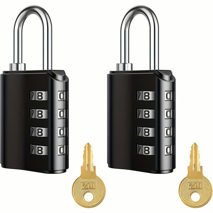 Combination Padlock With Key, Outdoor Lock, 4 Digit Gym Locker Lock For Fence, Case, Toolbox