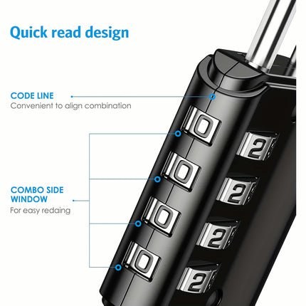 Combination Padlock With Key, Outdoor Lock, 4 Digit Gym Locker Lock For Fence, Case, Toolbox