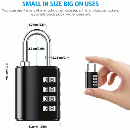 Combination Padlock With Key, Outdoor Lock, 4 Digit Gym Locker Lock For Fence, Case, Toolbox