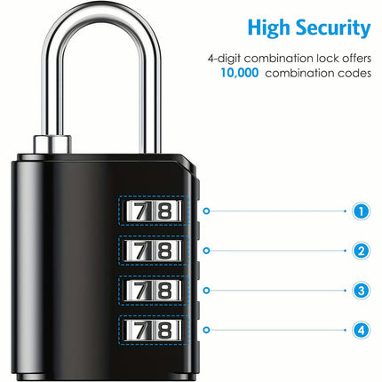 Combination Padlock With Key, Outdoor Lock, 4 Digit Gym Locker Lock For Fence, Case, Toolbox