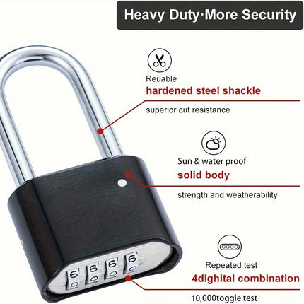 2 Pack Combination Lock, Padlock Combination Lock, 4-Digit Combination Fitness Lock