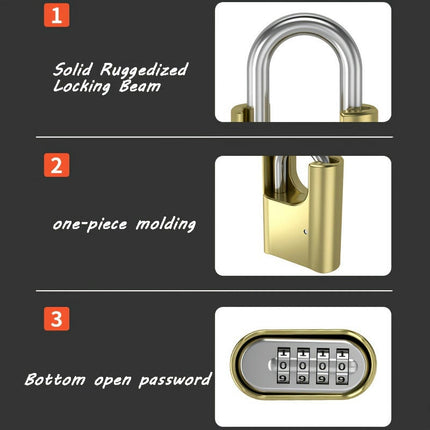 4-digit Combination Lock Bottom Code Padlock Gate Warehouse Locks Anti-pick Locks Gym Padlock