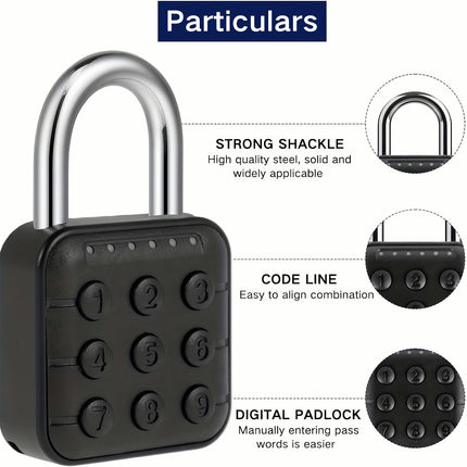 2 Pack Combination Lock 6 Digit Password Locker Lock Aluminum Alloy Padlock Safe Locks