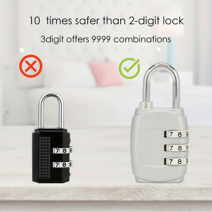 4pcs Combination Padlocks, 3-Digit Security Locks, Cabinet Locks For School Gym, Suitcase, Luggage