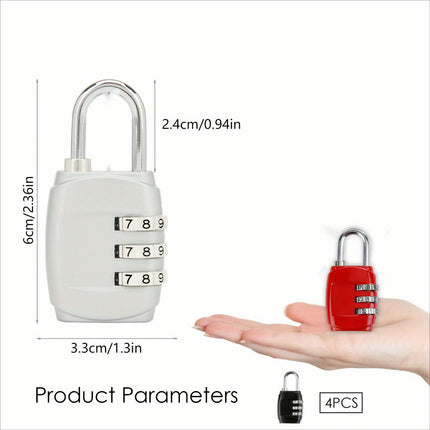 4pcs Combination Padlocks, 3-Digit Security Locks, Cabinet Locks For School Gym, Suitcase, Luggage