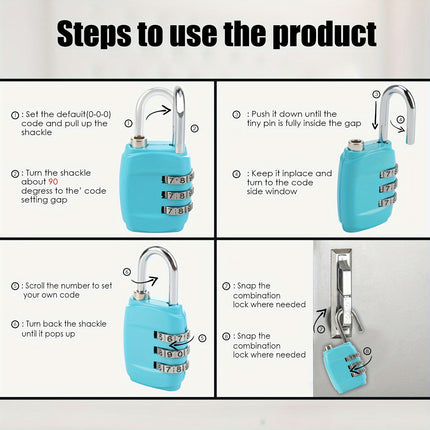 4pcs Combination Padlocks, 3-Digit Security Locks, Cabinet Locks For School Gym, Suitcase, Luggage