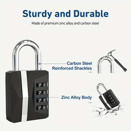 Combination Padlock, 4 Digit Combination Lock Outdoor Locker Lock For Locker, Shed, Fence,Garage