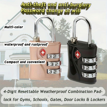 TSA Luggage Locks (2 Pack)-3 Digit Combination Steel Padlocks-Lock For Suitcases & Baggage