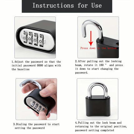 Outdoor Combination Lock, Heavy Duty Weatherproof Pad Locks With Code, Padlock Combination