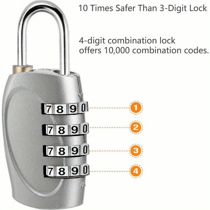 8pcs Combination Lock 4 Digit Padlock For School Gym Locker, Sports Locker