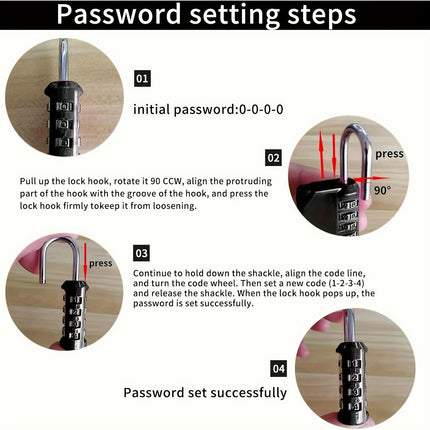 2pcs Combination Padlocks Lock Resettable 4-digit Padlock With Combination, Combo Lock