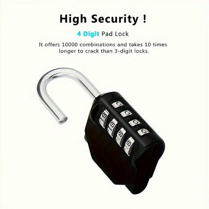 2pcs Combination Padlocks Lock Resettable 4-digit Padlock With Combination, Combo Lock