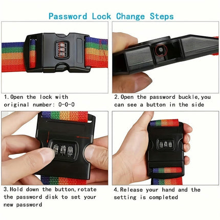 2 pcs, Adjustable Travel Luggage Strap With Combination Lock, Multiple colors available