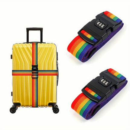 2 pcs, Adjustable Travel Luggage Strap With Combination Lock, Multiple colors available