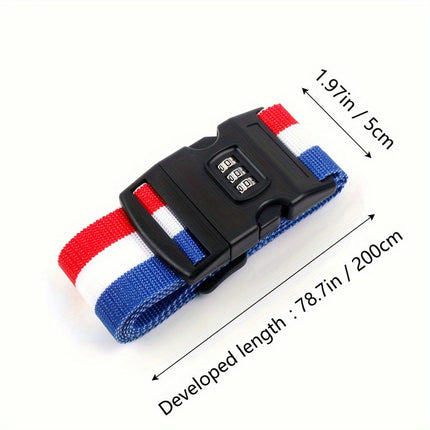 2 pcs, Adjustable Travel Luggage Strap With Combination Lock, Multiple colors available