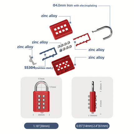 2pcs 8-Digit Combination Padlocks Weatherproof for Travel Luggage, Lockers, Cabinets & Toolboxes