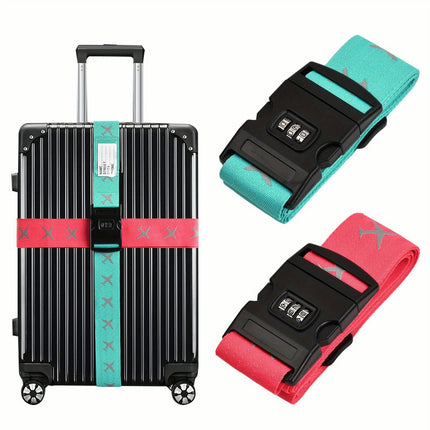 2pcs Adjustable Luggage Straps with TSA Approved Lock and Password, Anti-Theft Suitcase Belts