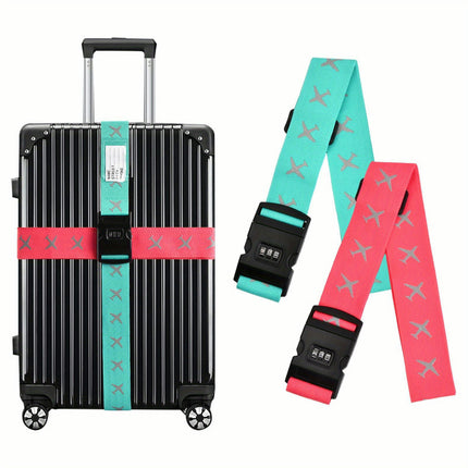 2pcs Adjustable Luggage Straps with TSA Approved Lock and Password, Anti-Theft Suitcase Belts