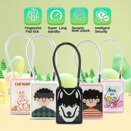 1PCS Fingerprint Lock Dormitory Lock, Luggage Lock, Student Lock, Luggage Lock,Cute Password Lock