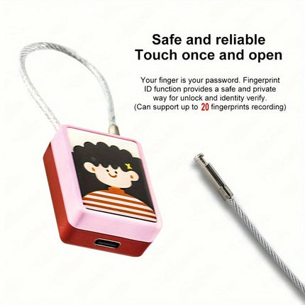 1PCS Fingerprint Lock Dormitory Lock, Luggage Lock, Student Lock, Luggage Lock,Cute Password Lock