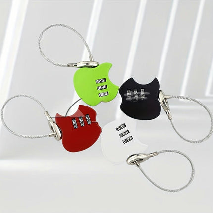 Cute Cartoon 3-Digit Combination Lock With Steel Wire Rope For Luggage, Backpacks,Gym Cabinets