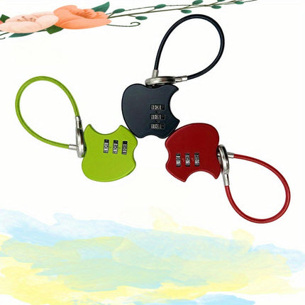 Cute Cartoon 3-Digit Combination Lock With Steel Wire Rope For Luggage, Backpacks,Gym Cabinets