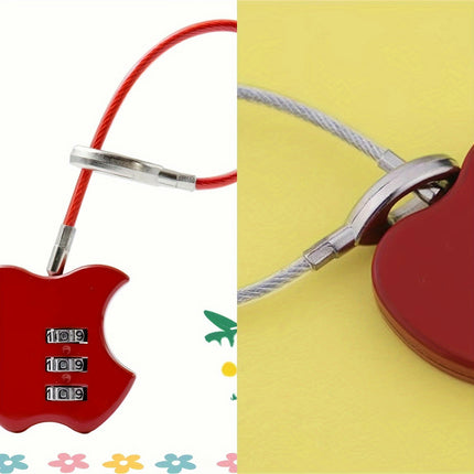 Cute Cartoon 3-Digit Combination Lock With Steel Wire Rope For Luggage, Backpacks,Gym Cabinets