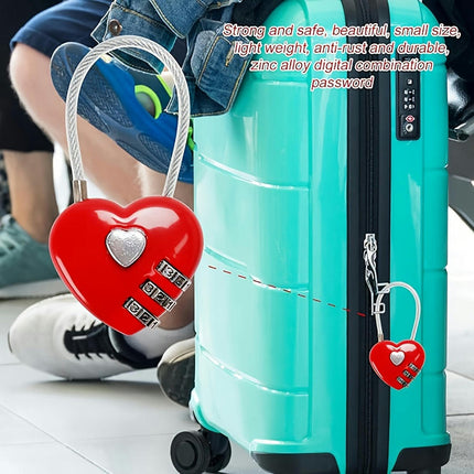 Mini Heart Luggage Lock with 3 Digit Combination, Suitable for Travel - Metal And PVC Material