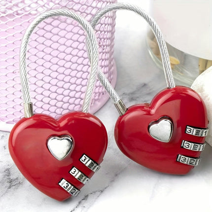 Mini Heart Luggage Lock with 3 Digit Combination, Suitable for Travel - Metal And PVC Material