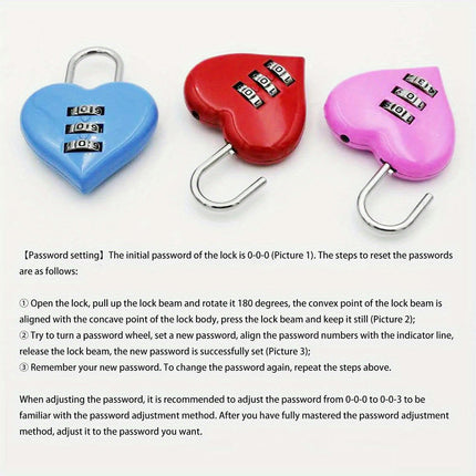 Heart Lock Password Lock Case Bag Password Lock Mini Backpack Password Lock Luggage Password Lock