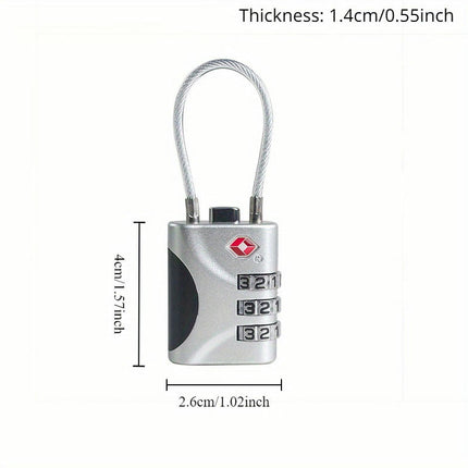 1pc Steel Wire Password Hanging Lock TSA Approved Combination Padlocks, Metal Material