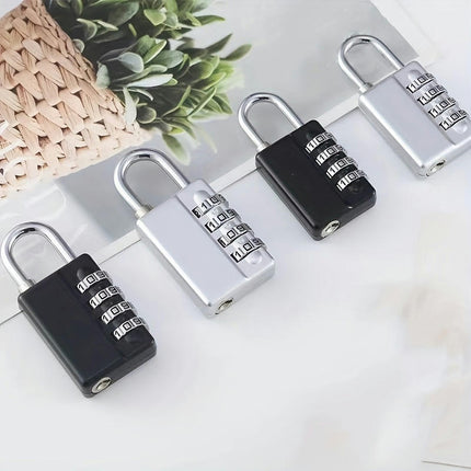 1pc, 4-Digit Combination Padlock, Silvery Portable Travel Luggage Lock For Door Cabinet